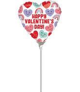 9" Airfill Only Happy Valentine's Day Cute Hearts Foil Balloon