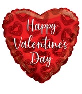9" Airfill Only Happy Valentine's Day Red Kisses Foil Balloon