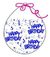 18" Stuffing Balloons (25 Per Bag) Decomex Clear HAPPY BIRTHDAY with BLUE INK