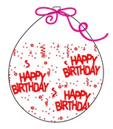 18" Stuffing Balloons (25 Per Bag) Decomex Clear HAPPY BIRTHDAY with RED INK