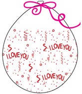 18" Stuffing Balloons (25 Per Bag) Decomex Clear I LOVE YOU with RED INK