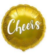 18" Round Cheers Gold Dots Foil Balloon