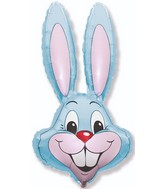 35" Bunny Rabbit Head Pastel Blue Foil Balloon