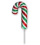 12" Airfill Only Candy Cane Holiday Christmas Green/Red Mini Foil Balloon