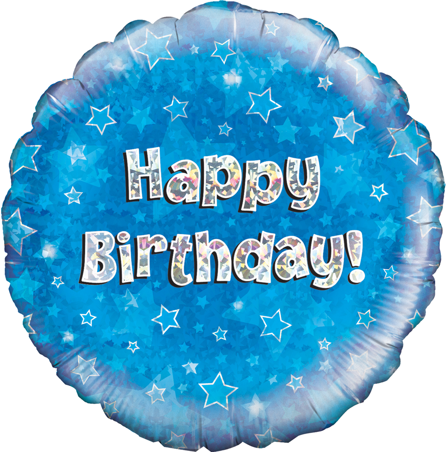 18" Happy Birthday Blue Holographic Oaktree Foil Balloon