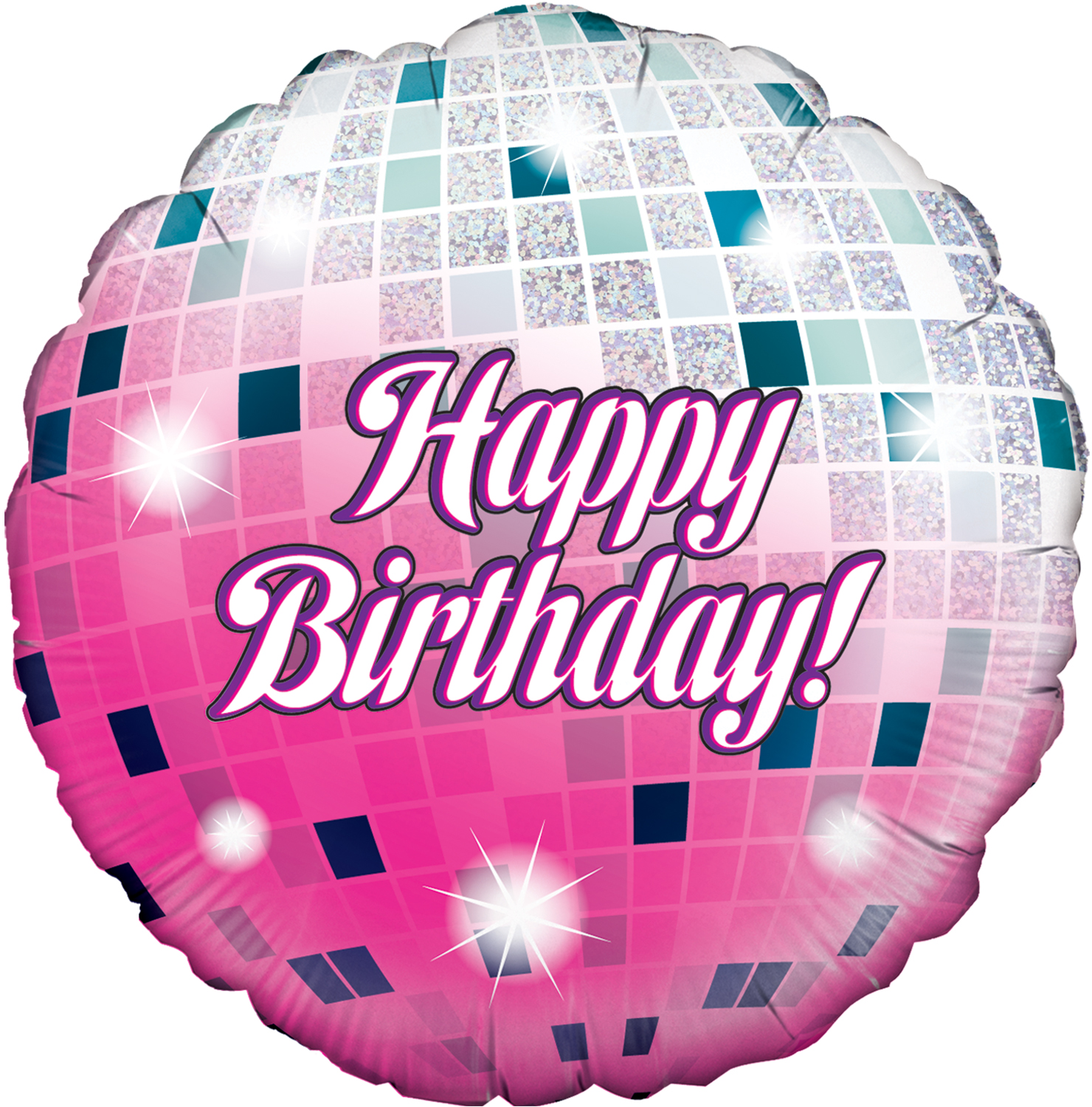 18" Glitter Ball Birthday Holographic Oaktree Foil Balloon