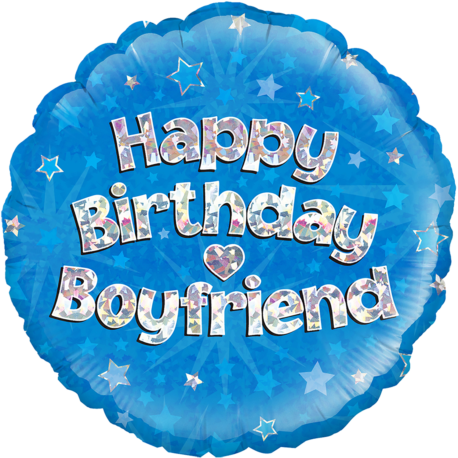 18" Happy Birthday Boyfriend Blue Holographic Oaktree Foil Balloon