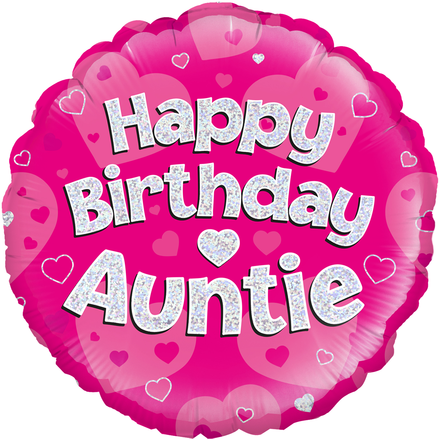 18" Happy Birthday Auntie Pink Holographic Oaktree Foil Balloon