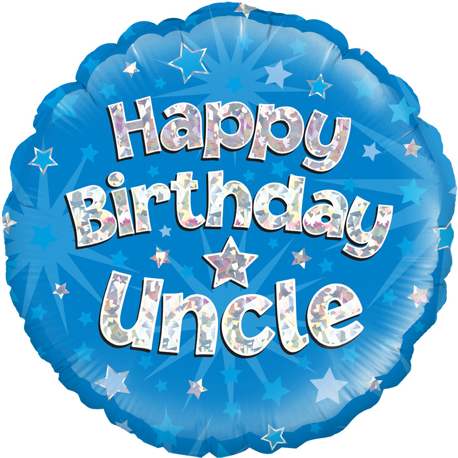 18" Happy Birthday Uncle Blue Holographic Oaktree Foil Balloon