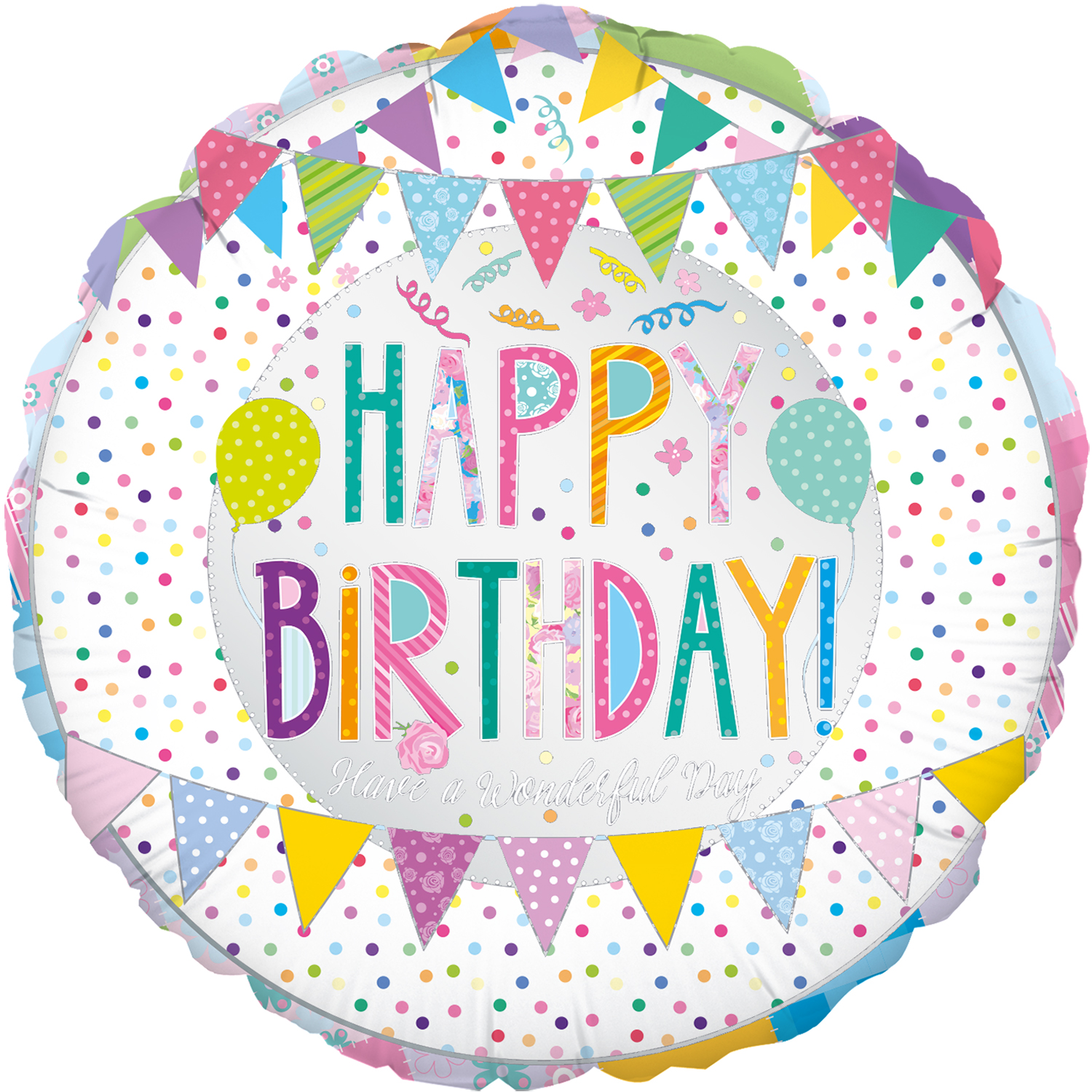 18" Patchwork Birthday Oaktree Foil Balloon