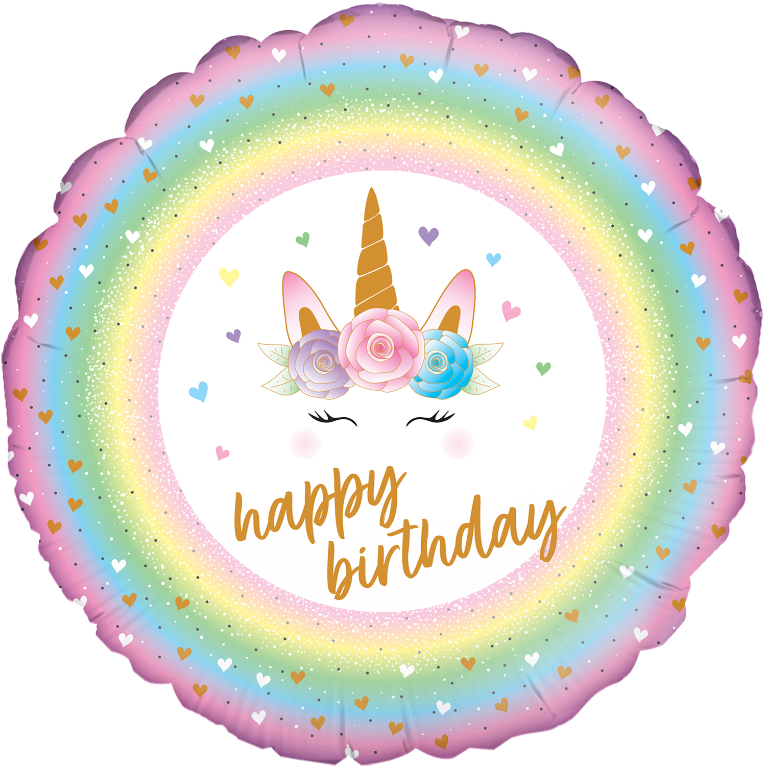 18" Flowers Unicorn Birthday Holographic Oaktree Foil Balloon