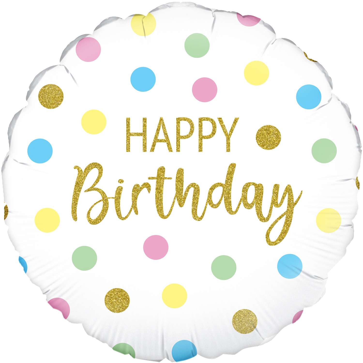 18" Pastel Dots Happy Birthday Holographic Oaktree Foil Balloon