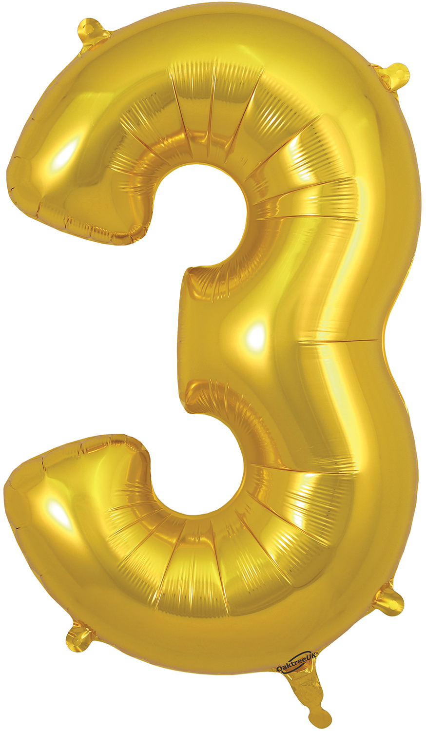34" Number 3 Gold Oaktree Foil Balloon