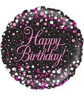 18" Sparkling Fizz Birthday Black & Pink Holographic Oaktree Foil Balloon