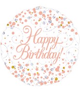 18" Sparkling Fizz Birthday White & Rose Gold Holographic Oaktree Foil Balloon