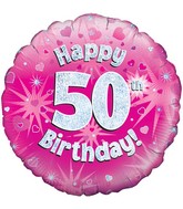 Birthday Stripes Fifty Bright 50th Birthday Party Foil 18" Square Mylar Balloon 