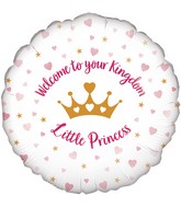 18" Welcome Little Princess Hearts Holographic Oaktree Foil Balloon