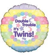 18" Double Trouble It's Twins Oaktree Foil Balloon