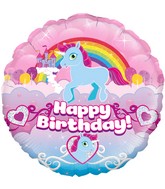 18" Unicorn Rainbow Birthday Holographic Oaktree Foil Balloon