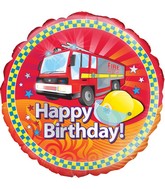 18" Fire Engine Birthday Oaktree Foil Balloon