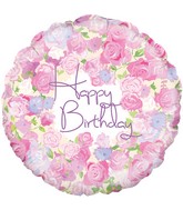 18" Vintage Floral Birthday Oaktree Foil Balloon