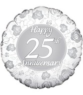 18" Happy 25th Anniversary Oaktree Foil Balloon