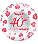 18" Happy 40th Anniversary Oaktree Foil Balloon