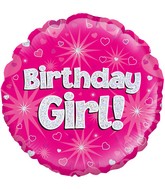 18" Birthday Girl Holographic Oaktree Foil Balloon