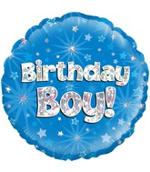 18" Birthday Boy Holographic Oaktree Foil Balloon