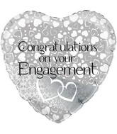 18" Entwined Hearts Engagement Heart Oaktree Foil Balloon