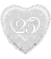 18" Happy 25th Anniversary Filigree Oaktree Foil Balloon