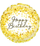 18" Gold Sparkle Birthday Holographic Oaktree Foil Balloon