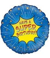 18" Super Birthday Blue Oaktree Foil Balloon