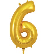 34" Number 6 Gold Oaktree Foil Balloon