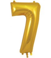 34" Number 7 Gold Oaktree Foil Balloon