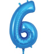 34" Number 6 Blue Oaktree Foil Balloon