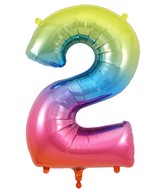 34" Number 2 Rainbow Oaktree Foil Balloon