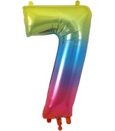 34" Number 7 Rainbow Oaktree Foil Balloon