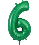 34" Number 6 Green Oaktree Foil Balloon