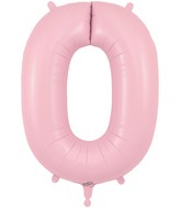 34" Number 0 Matte Pink Oaktree Foil Balloon