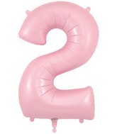 34" Number 2 Matte Pink Oaktree Foil Balloon