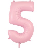 34" Number 5 Matte Pink Oaktree Foil Balloon