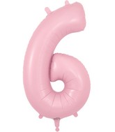 34" Number 6 Matte Pink Oaktree Foil Balloon