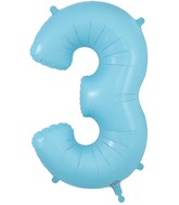34" Number 3 Matte Blue Oaktree Foil Balloon