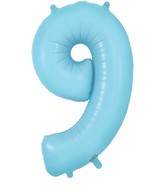 34" Number 9 Matte Blue Oaktree Foil Balloon