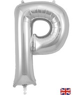 34" Letter P Silver Oaktree Brand Foil Balloon