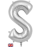 34" Letter S Silver Oaktree Brand Foil Balloon