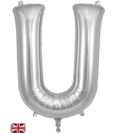 34" Letter U Silver Oaktree Brand Foil Balloon