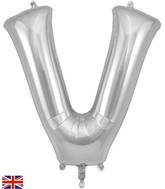 34" Letter V Silver Oaktree Brand Foil Balloon