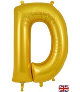 34" Letter D Gold Oaktree Foil Balloon